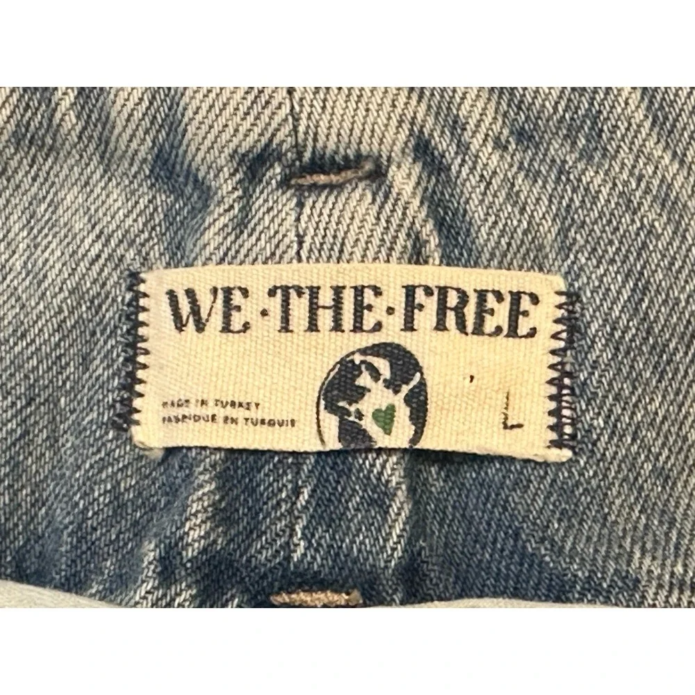 We The Free Free People Super Sweeper Wide Leg Jeans Light Wash Blue Denim Large